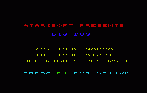 Dig Dug title screen for Vic-20